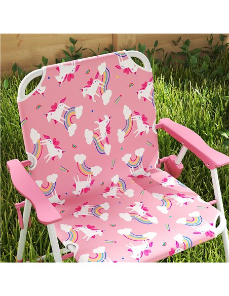 AIYAPLAY Kids Patio Table and Chair Set, Kids Garden Furniture with Umbrella, 4-Piece Bistro Set for Garden, Pink