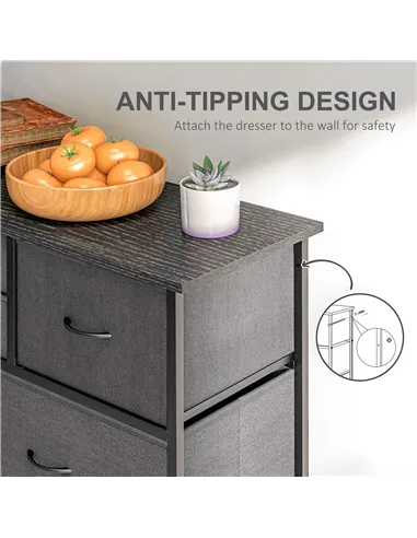 HOMCOM Bedroom Chest of Drawers, 10 Drawer Dresser with Foldable Fabric Drawers and Steel Frame, Black