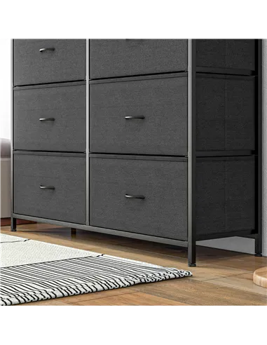 HOMCOM Bedroom Chest of Drawers, 10 Drawer Dresser with Foldable Fabric Drawers and Steel Frame, Black