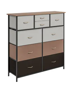 HOMCOM Bedroom Chest of Drawers, 10 Drawer Dresser with Foldable Fabric Drawers and Steel Frame, Multicolour