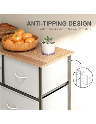 HOMCOM Bedroom Chest of Drawers, 10 Drawer Dresser with Foldable Fabric Drawers and Steel Frame, Multicolour