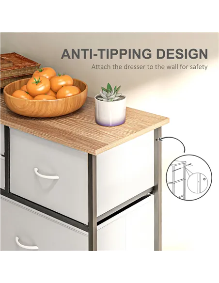 HOMCOM Bedroom Chest of Drawers, 10 Drawer Dresser with Foldable Fabric Drawers and Steel Frame, Multicolour
