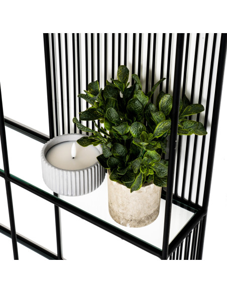 High-quality metal and wood construction of Hill Interiors SKU 24399 Axis Shelf Unit With Glass Shelves, detailed view for UK c