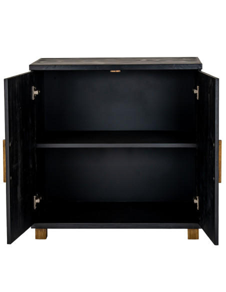 High-quality metal and wood construction of Hill Interiors SKU 24564 Lennox Black 2 Door Side Cupboard, detailed view for UK cu
