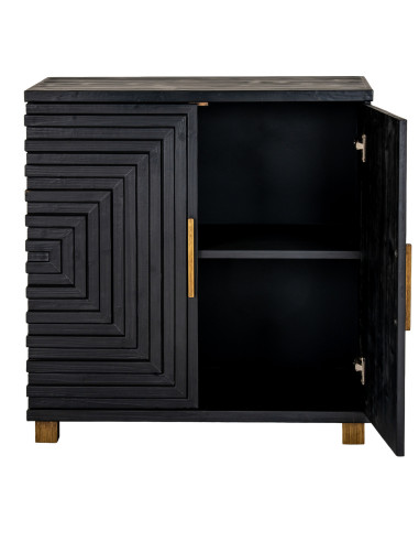 Full dimensions and specifications of Hill Interiors Lennox Black 2 Door Side Cupboard 24564: Height 67.00cm, Width 49.00cm, pe