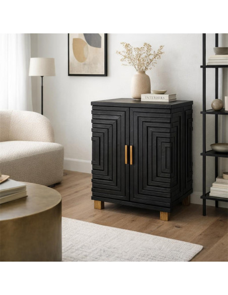 Hill Interiors Lennox Black 2 Door Small Sideboard 24562 - Authentic Hill Interiors furniture directly from FastDaddy UK. Exclu
