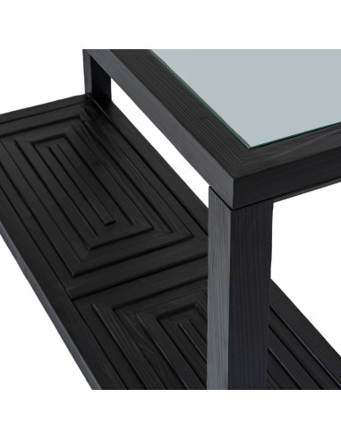 High-quality metal and wood construction of Hill Interiors SKU 24565 Lennox Black Console Table, detailed view for UK customers