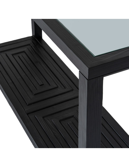 High-quality metal and wood construction of Hill Interiors SKU 24565 Lennox Black Console Table, detailed view for UK customers