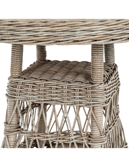 High-quality metal and wood construction of Hill Interiors SKU 24515 Provence Collection Outdoor Bistro Table, detailed view fo