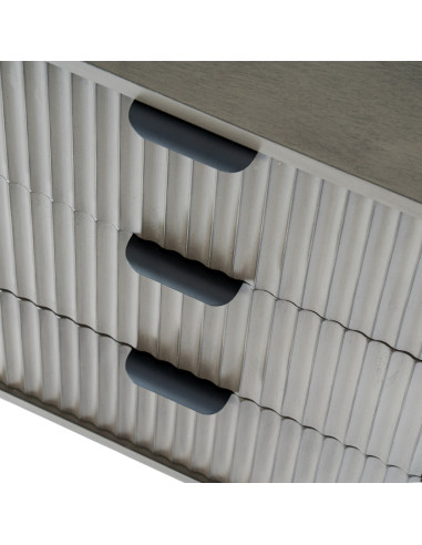 High-quality metal and wood construction of Hill Interiors SKU 24322 Reed Collection 3 Drawer Bedside Table, detailed view for