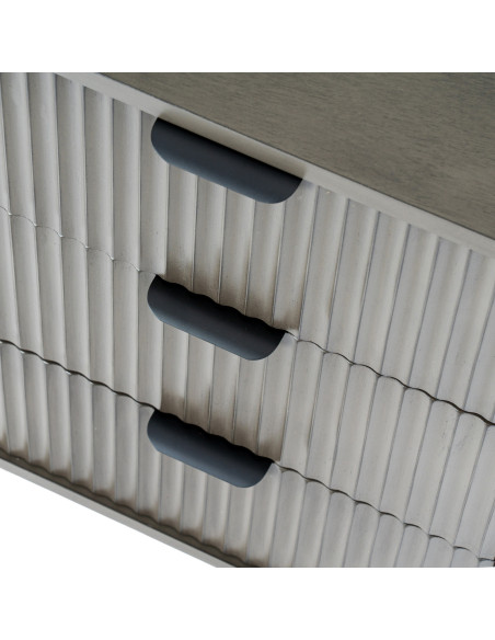 High-quality metal and wood construction of Hill Interiors SKU 24322 Reed Collection 3 Drawer Bedside Table, detailed view for