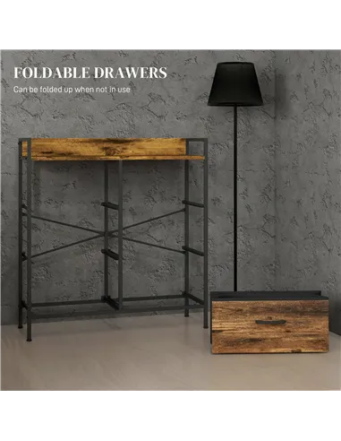 HOMCOM Rustic Chest of Six Fabric Drawers - Rustic Brown