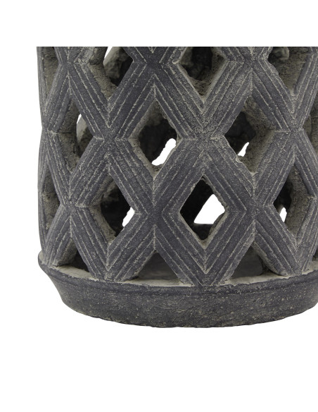 Affordable industrial style furniture Hill Interiors Amalfi Grey Large Lattice Lantern 23629 for modern home decor, free shippi