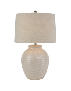 Hill Interiors Basketweave Ceramic Table Lamp With Linen Shade 24455 - Authentic Hill Interiors furniture directly from FastDad