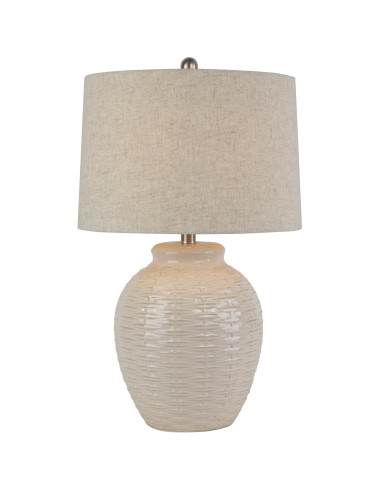 Hill Interiors Basketweave Ceramic Table Lamp With Linen Shade 24455 - Authentic Hill Interiors furniture directly from FastDad
