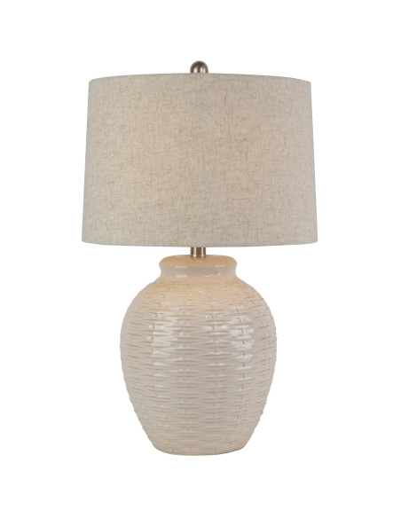 Hill Interiors Basketweave Ceramic Table Lamp With Linen Shade 24455 - Authentic Hill Interiors furniture directly from FastDad