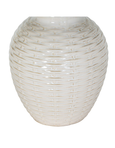 Affordable industrial style furniture Hill Interiors Basketweave Ceramic Table Lamp With Linen Shade 24455 for modern home deco