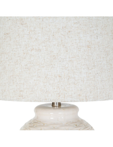 High-quality metal and wood construction of Hill Interiors SKU 24455 Basketweave Ceramic Table Lamp With Linen Shade, detailed