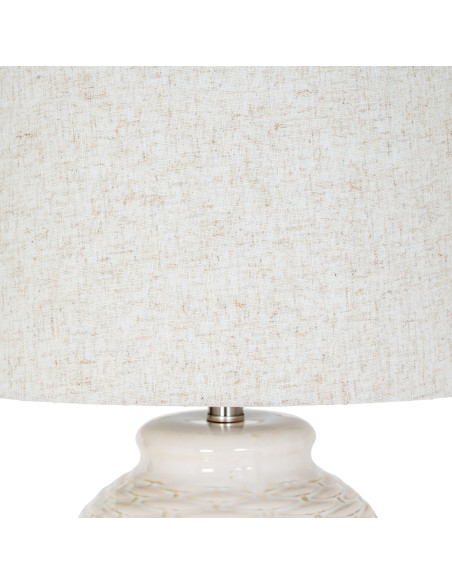 High-quality metal and wood construction of Hill Interiors SKU 24455 Basketweave Ceramic Table Lamp With Linen Shade, detailed