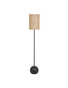 Hill Interiors Black Cannon Floor Lamp With Hessian Shade 24680 - Authentic Hill Interiors furniture directly from FastDaddy UK