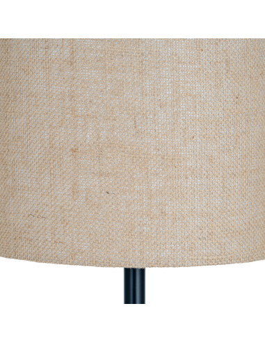 High-quality metal and wood construction of Hill Interiors SKU 24680 Black Cannon Floor Lamp With Hessian Shade, detailed view