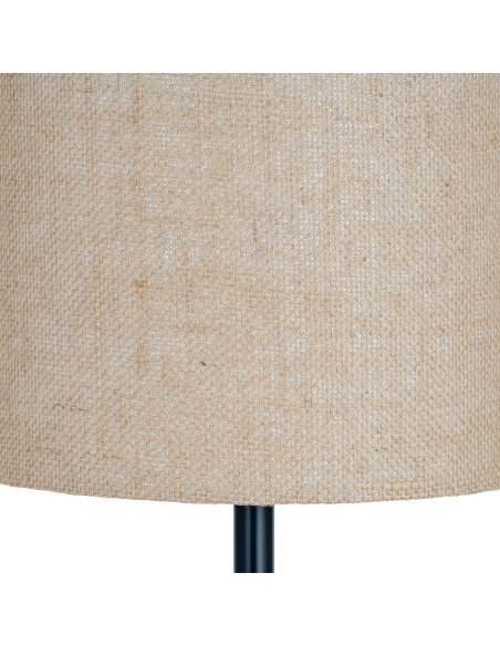 High-quality metal and wood construction of Hill Interiors SKU 24680 Black Cannon Floor Lamp With Hessian Shade, detailed view