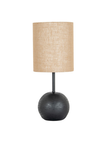 Hill Interiors Black Cannon Table Lamp With Hessian Shade 24679 - Authentic Hill Interiors furniture directly from FastDaddy UK