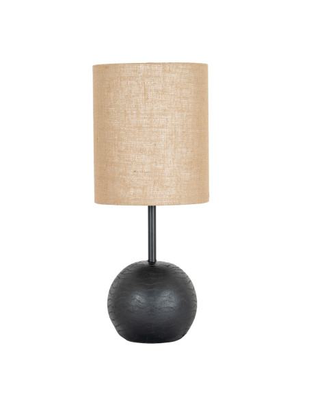 Hill Interiors Black Cannon Table Lamp With Hessian Shade 24679 - Authentic Hill Interiors furniture directly from FastDaddy UK