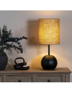 Hill Interiors Black Cannon Table Lamp With Hessian Shade 24679 - Authentic Hill Interiors furniture directly from FastDaddy UK 2