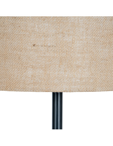 High-quality metal and wood construction of Hill Interiors SKU 24679 Black Cannon Table Lamp With Hessian Shade, detailed view