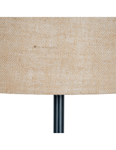 High-quality metal and wood construction of Hill Interiors SKU 24679 Black Cannon Table Lamp With Hessian Shade, detailed view