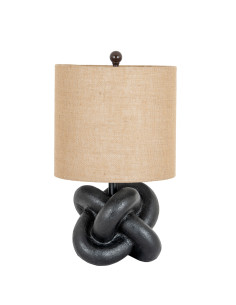 Hill Interiors Black Knot Table Lamp With Hessian Shade 24681 - Authentic Hill Interiors furniture directly from FastDaddy UK.