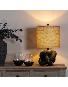 Hill Interiors Black Knot Table Lamp With Hessian Shade 24681 - Authentic Hill Interiors furniture directly from FastDaddy UK. 2