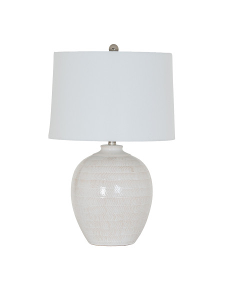 Hill Interiors Chevronne Ceramic Table Lamp With Linen Shade 24451 - Authentic Hill Interiors furniture directly from FastDaddy