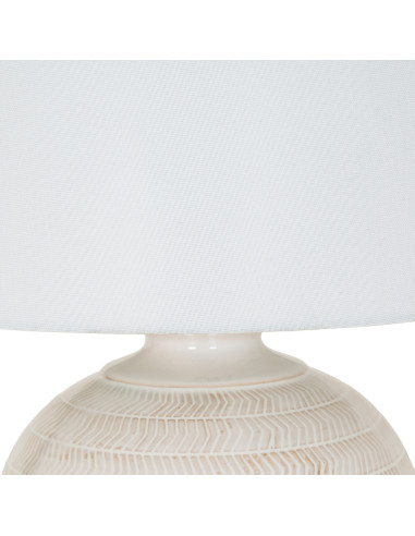 High-quality metal and wood construction of Hill Interiors SKU 24451 Chevronne Ceramic Table Lamp With Linen Shade, detailed vi