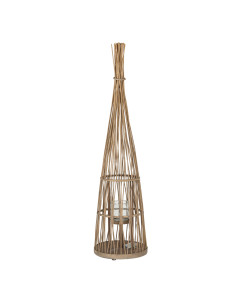 Hill Interiors Large Conical Wicker Lantern With Glass Holder & LED Lights 24363 - Authentic Hill Interiors furniture directly