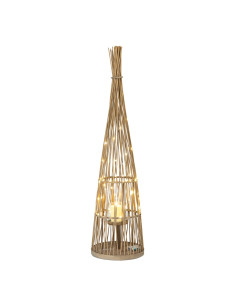 Hill Interiors Large Conical Wicker Lantern With Glass Holder & LED Lights 24363 - Authentic Hill Interiors furniture directly 2