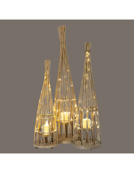 Full dimensions and specifications of Hill Interiors Large Conical Wicker Lantern With Glass Holder & LED Lights 24363: Height