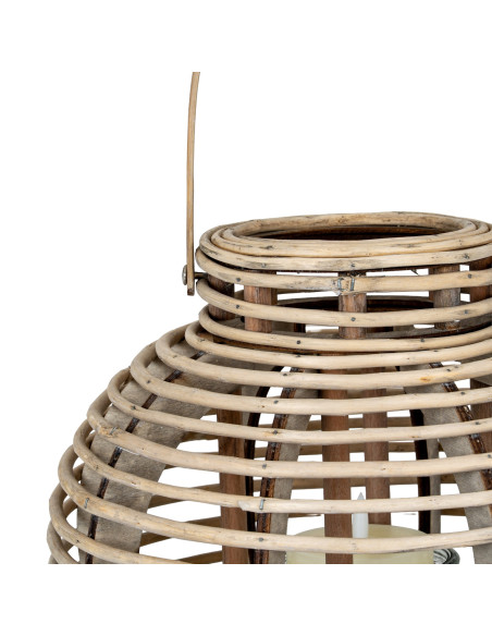 High-quality metal and wood construction of Hill Interiors SKU 24360 Large Round Willow Lantern With Glass Holder, detailed vie