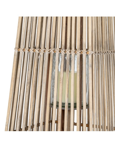 High-quality metal and wood construction of Hill Interiors SKU 24354 Large Silo Wicker Lantern With Glass Holder, detailed view