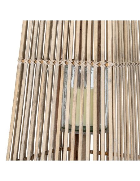 High-quality metal and wood construction of Hill Interiors SKU 24354 Large Silo Wicker Lantern With Glass Holder, detailed view