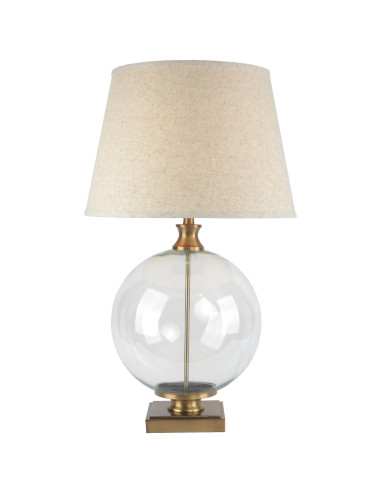 Hill Interiors Lunel Glass Orb Table Lamp With Edged Linen Shade 24452 - Authentic Hill Interiors furniture directly from FastD