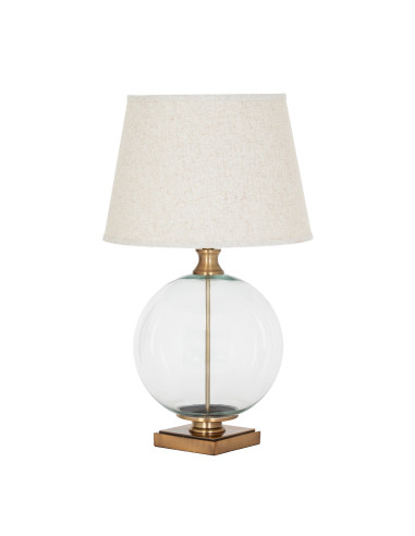 Buy Hill Interiors 24452 Lunel Glass Orb Table Lamp With Edged Linen Shade online in UK with fast delivery from FastDaddy UK, y