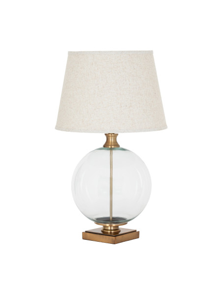 Buy Hill Interiors 24452 Lunel Glass Orb Table Lamp With Edged Linen Shade online in UK with fast delivery from FastDaddy UK, y