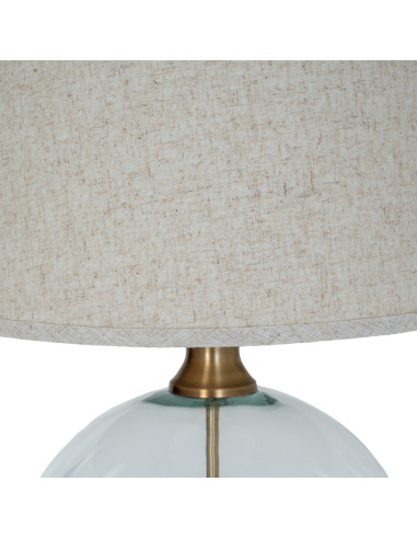 High-quality metal and wood construction of Hill Interiors SKU 24452 Lunel Glass Orb Table Lamp With Edged Linen Shade, detaile