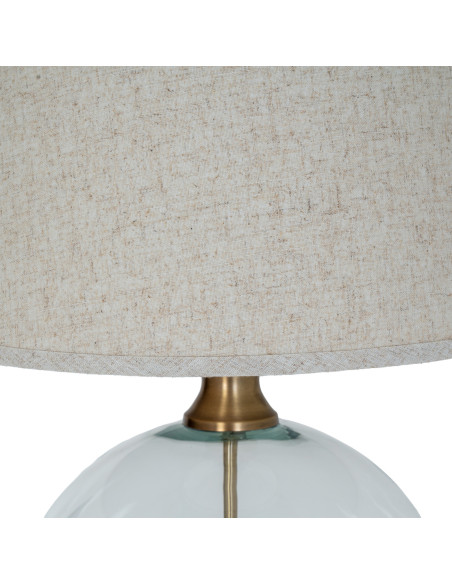 High-quality metal and wood construction of Hill Interiors SKU 24452 Lunel Glass Orb Table Lamp With Edged Linen Shade, detaile