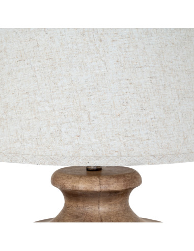 High-quality metal and wood construction of Hill Interiors SKU 24438 Marbelle Table Lamp With Edged Linen Shade, detailed view