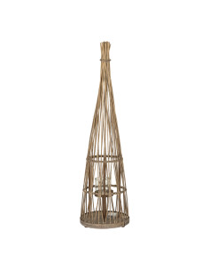 Hill Interiors Medium Conical Wicker Lantern With Glass Holder & LED Lights 24364 - Authentic Hill Interiors furniture directly