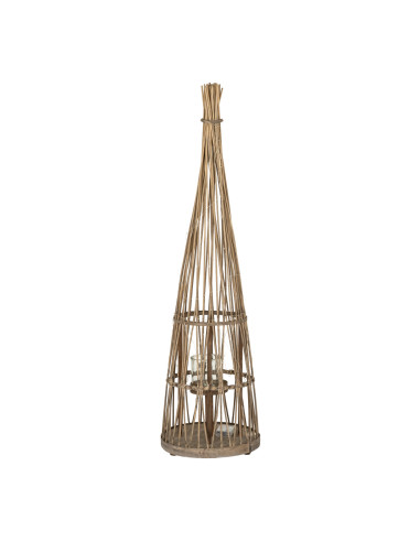 Hill Interiors Medium Conical Wicker Lantern With Glass Holder & LED Lights 24364 - Authentic Hill Interiors furniture directly