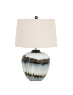 Hill Interiors Midnight Shadows Squat Table Lamp With Linen Shade 24684 - Authentic Hill Interiors furniture directly from Fast